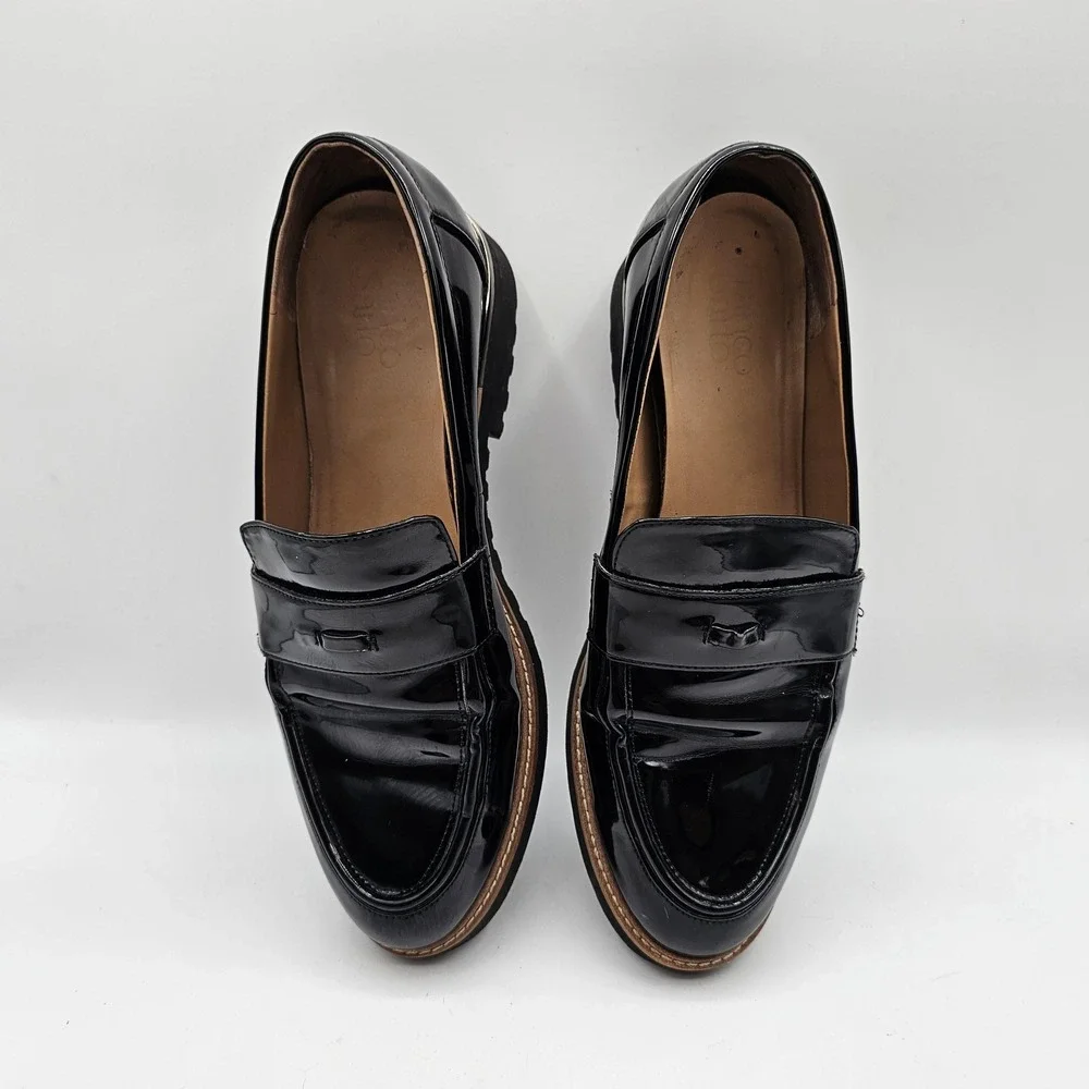 Franco Sarto Camden Shoes Womens Size 9.5 Black‎ Patent Loafer Flats Comfort